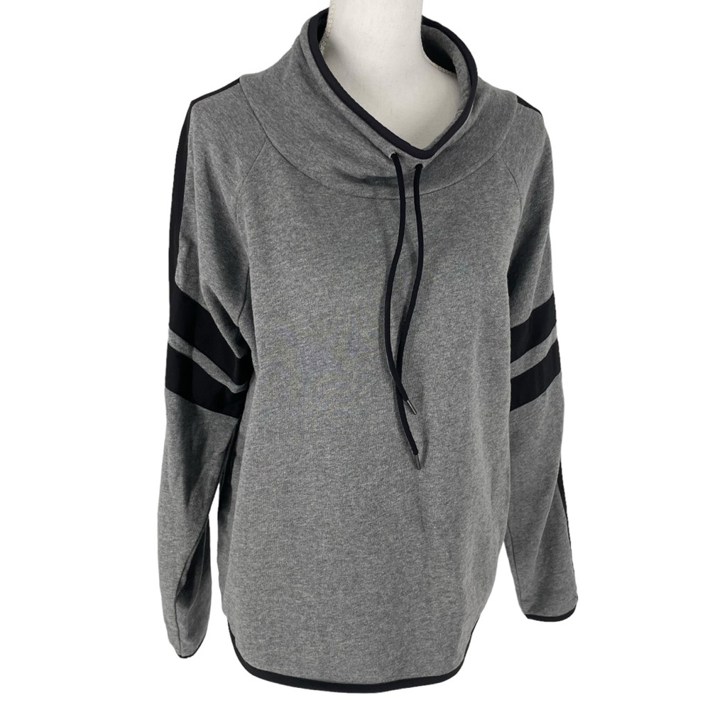 Threads 4 Thought Gray & Black Cowl‑Neck Varsity Stripe Sweatshirt Size Medium